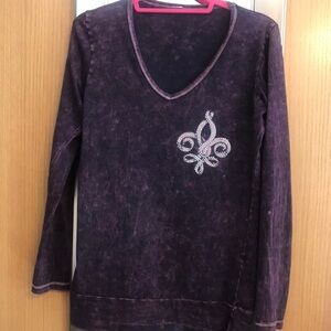 Purple marbled shirt with bling.  Size medium